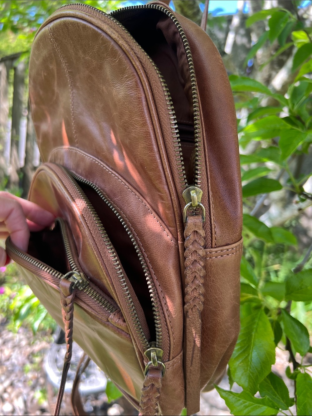 Tommy Bahama Brown Leather Backpack - Picture 4 of 16